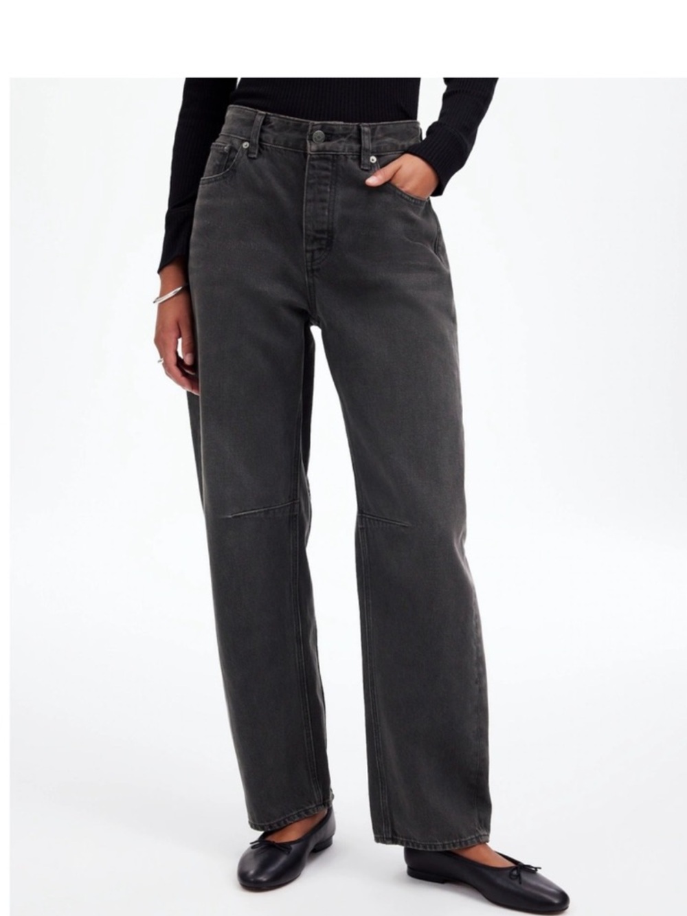 Madewell The Darted Barrel-Leg Jean - Black Wash - size 31